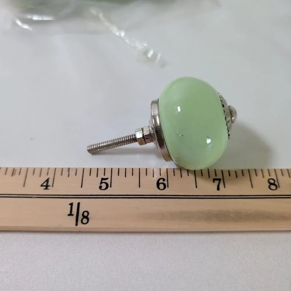 Trinca-Ferro Set of 6 Large Ceramic Tomato Drawer Knobs Mint Green New